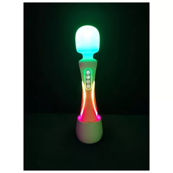 Paradise Illumination - vibrator tip baghetă pentru masaj luminos (alb)