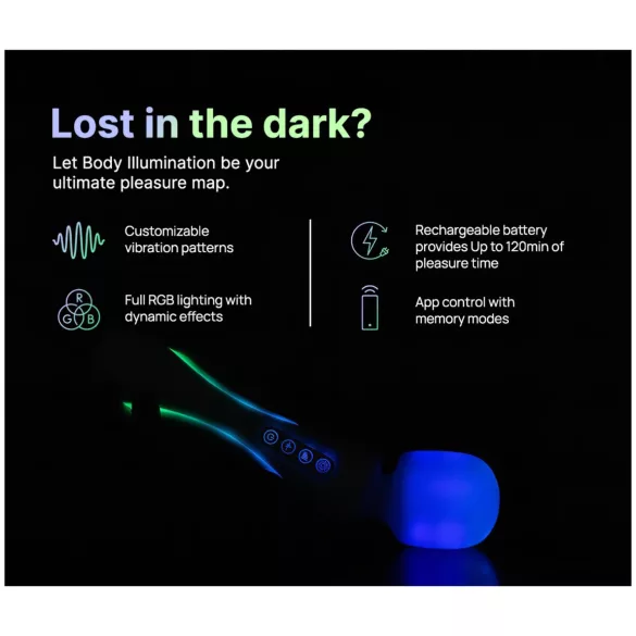 Paradise Illumination - vibrator tip baghetă pentru masaj luminos (alb)