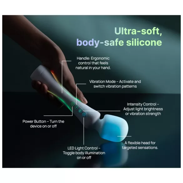 Paradise Illumination - vibrator tip baghetă pentru masaj luminos (alb)