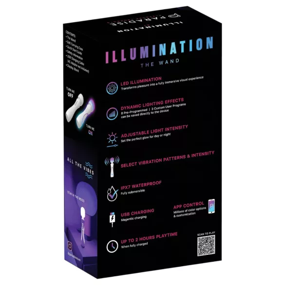 Paradise Illumination - vibrator tip baghetă pentru masaj luminos (alb)