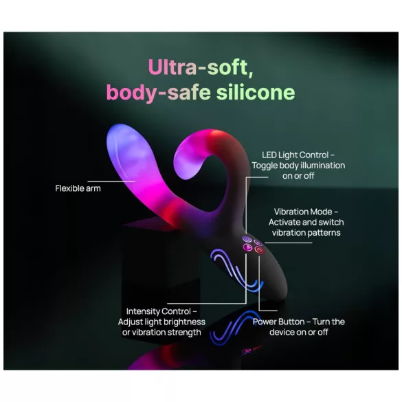 Paradise Illumination - vibrator cu braț clitoridian luminos (alb)