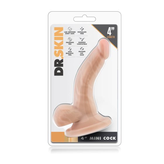Dr. Skin 4 - dildo realist cu ventuză și testicule - natural (12cm)