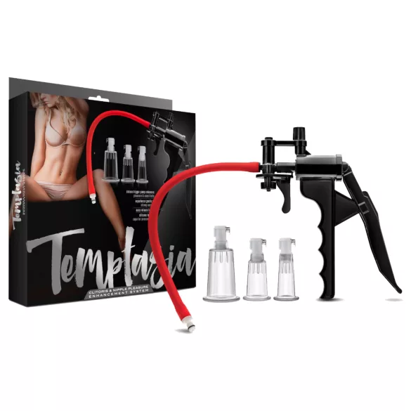 Blush Temptasia - set profesional de pompe pentru clitoris (negru)