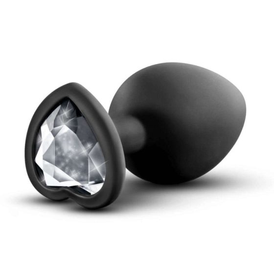 Temptasia S - dildo anal mic cu cristal argintiu și inimă (negru)