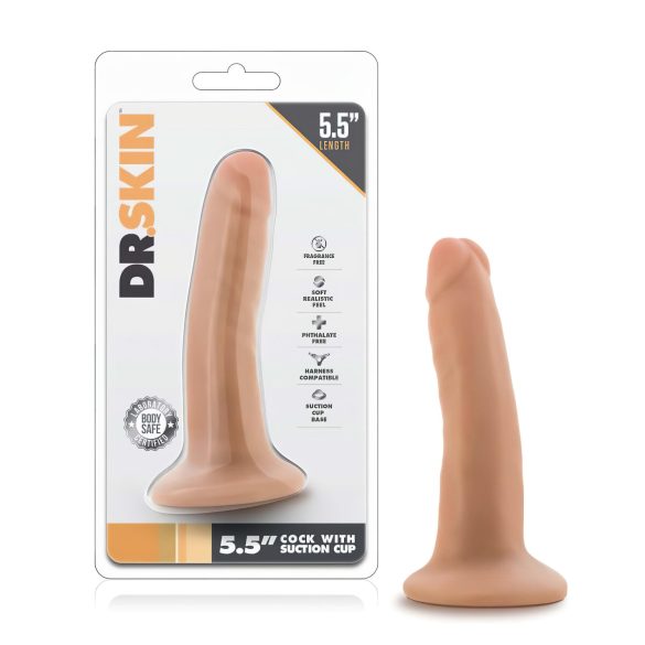 Dildo realist Dr. Skin 14cm - ventuză, nuanță naturală