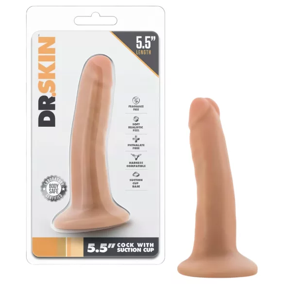Dr. Skin - dildo realist cu ventuză - silicon bej 14cm