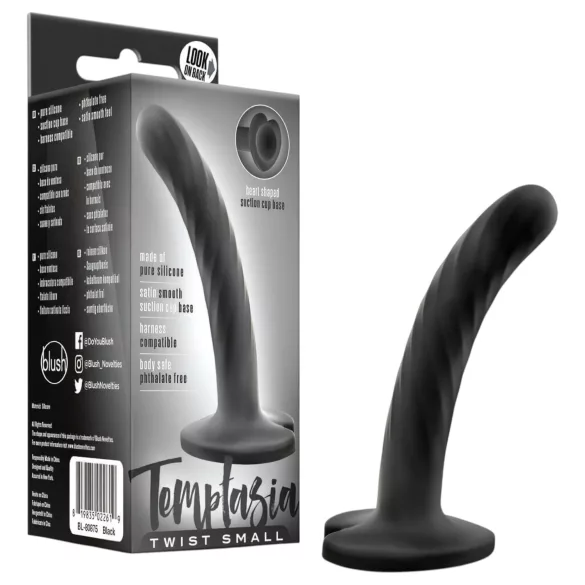Temptasia Twist Small - dildo răsucit cu ventuză (negru)