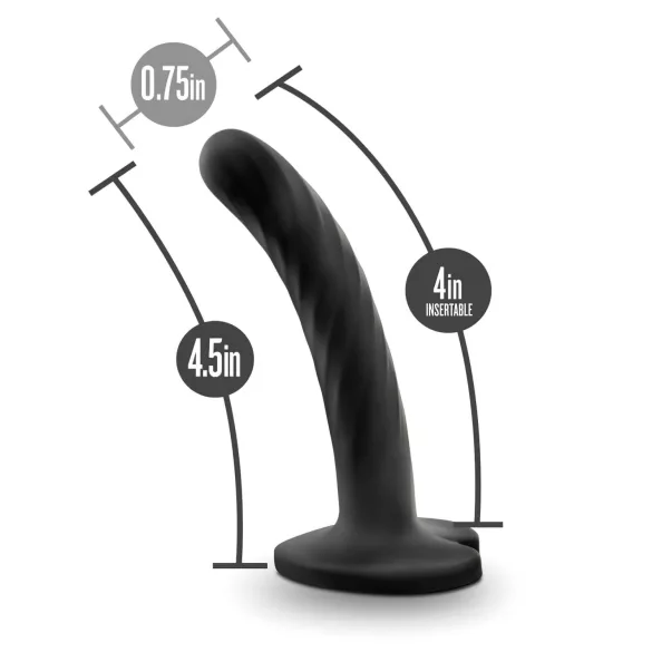 Temptasia Twist Small - dildo răsucit cu ventuză (negru)