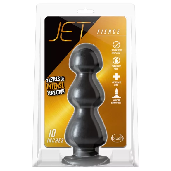 Blush Jet - dildo cu ventuză - texturat cu bile - negru