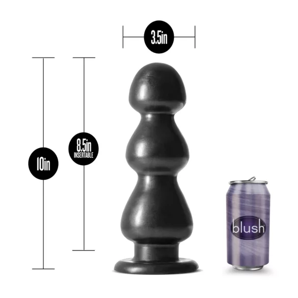 Blush Jet - dildo cu ventuză - texturat cu bile - negru