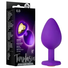   Temptasia M - dildo anal cu inimă și pietre aurii - mov - mărime medie