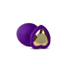   Temptasia M - Dildo anal cu pietre aurii, în formă de inimă (mov) - mărime medie