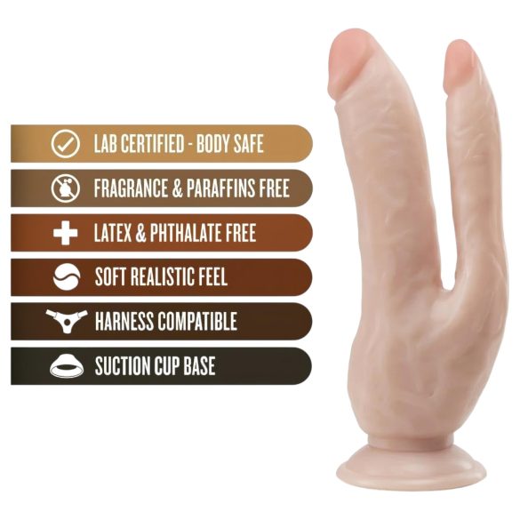 Dr. Skin 8 - dildo dublu cu ventuză (natur)