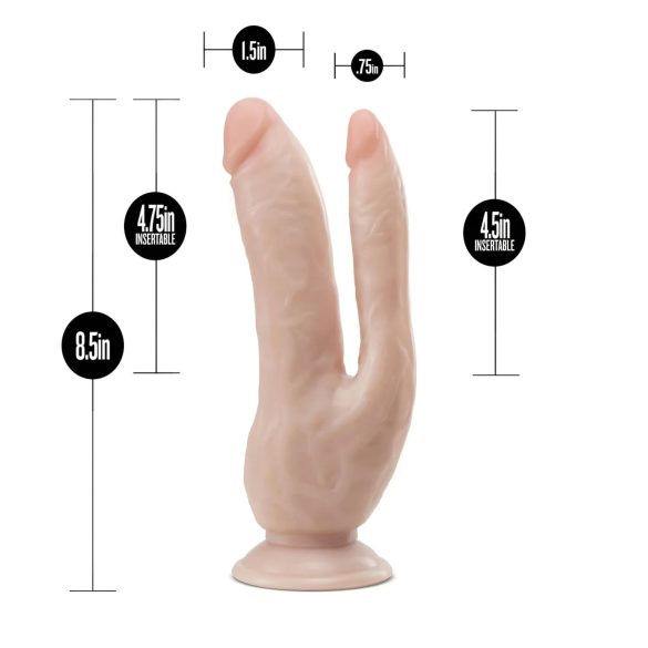 Dr. Skin 8 - dildo dublu cu ventuză (natur)