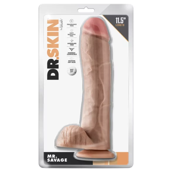Blush Dr. Skin - dildo realist cu testicule (culoare naturală)