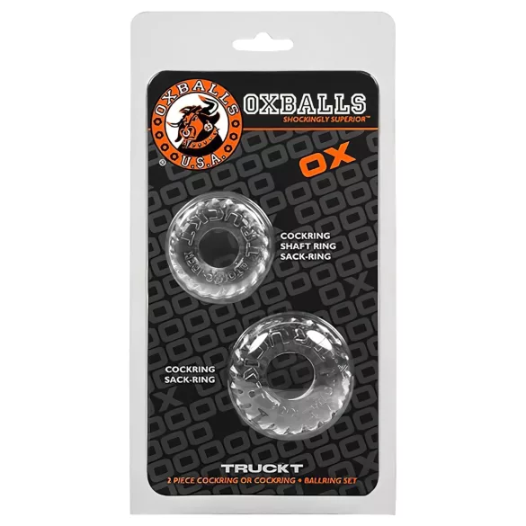 OXBALLS - set inele pentru penis cu textură - transparent