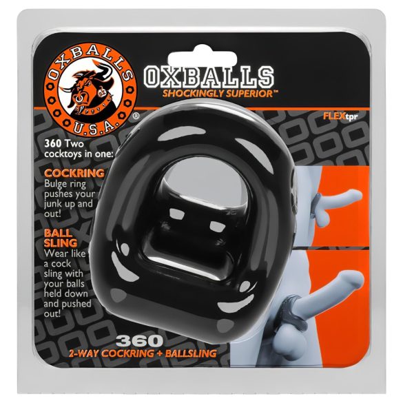 OXBALLS - inel pentru penis și testicule - silicon negru