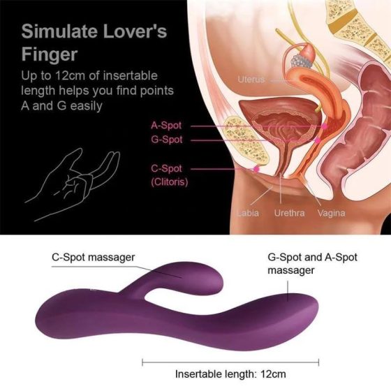 Engily Ross Bacall 2.0 - vibrator G-spot cu stimulator de clitoris, reincarcabil (mov)