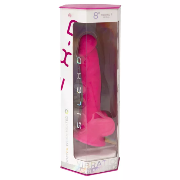 Silexd - vibrator cu ventuză și testicule - telecomandă - silicon roz