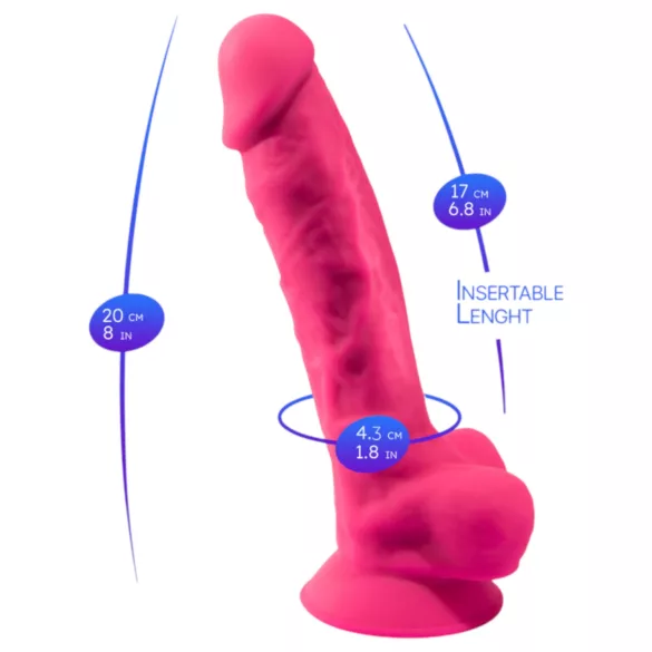 Silexd - vibrator cu ventuză și testicule - telecomandă - silicon roz