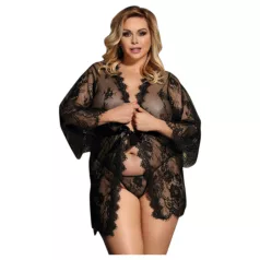   Subblime Queen Plus - halat de baie dantelă - negru - mărime XL-2XL