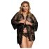 Subblime Queen Plus - halat de baie dantelă - negru - mărime XL-2XL