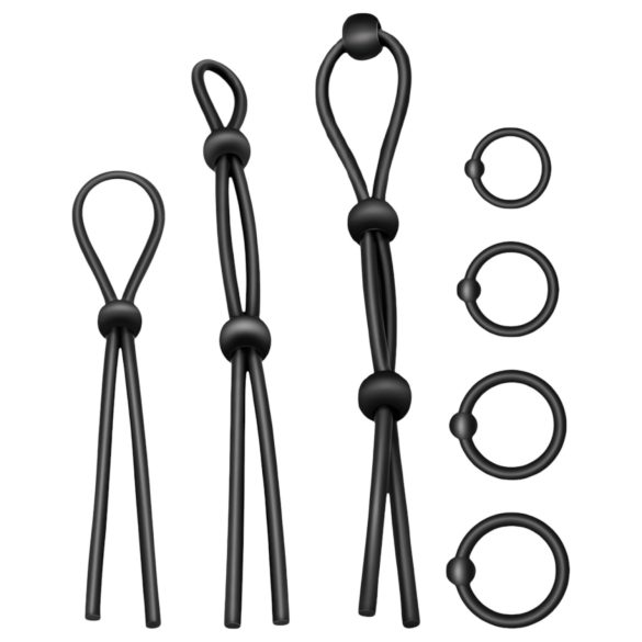 Addicted Toys - set inele pentru penis - silicon - 7 bucăți - negru