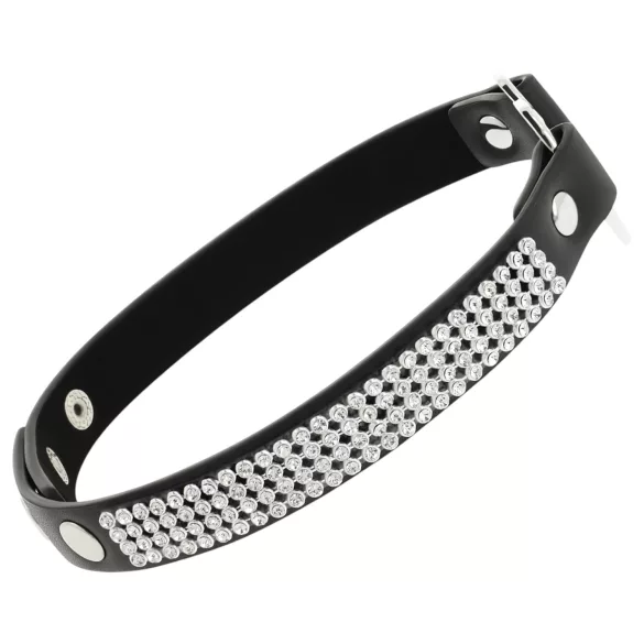 Coquette - colier choker cu inimi și strasuri - negru