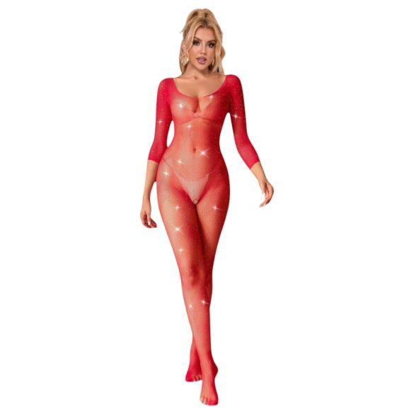 Subblime 952419 - body sexy cu strasuri sclipitoare - roșu - XS-M