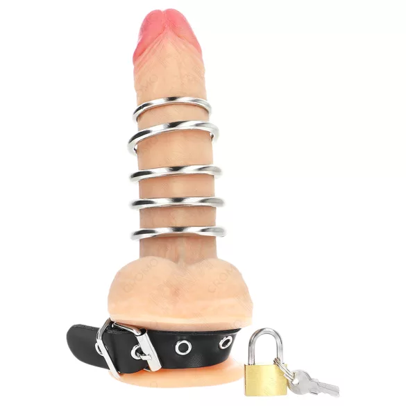 Kink - inel pentru penis cu inele metalice - negru