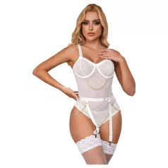  Subblime 954291 - body sexy cu lanțuri - transparent, alb (L-XL)