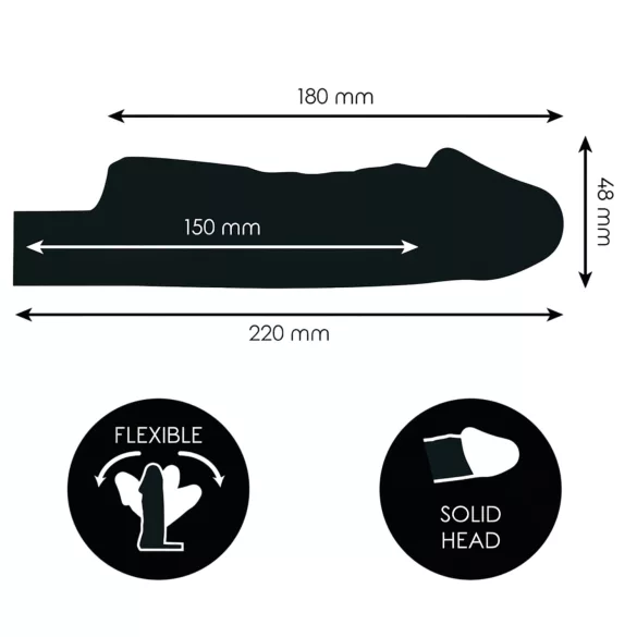 Addicted Toys - mânecă penis cu inel testicular - 27 cm - transparent