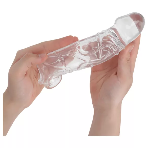 Addicted Toys - mânecă penis cu inel testicular - 27 cm - transparent