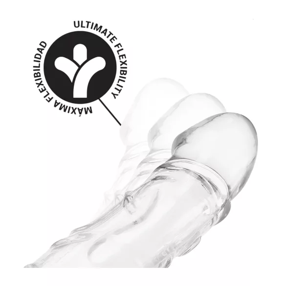 Addicted Toys - mânecă penis cu inel testicular - 27 cm - transparent