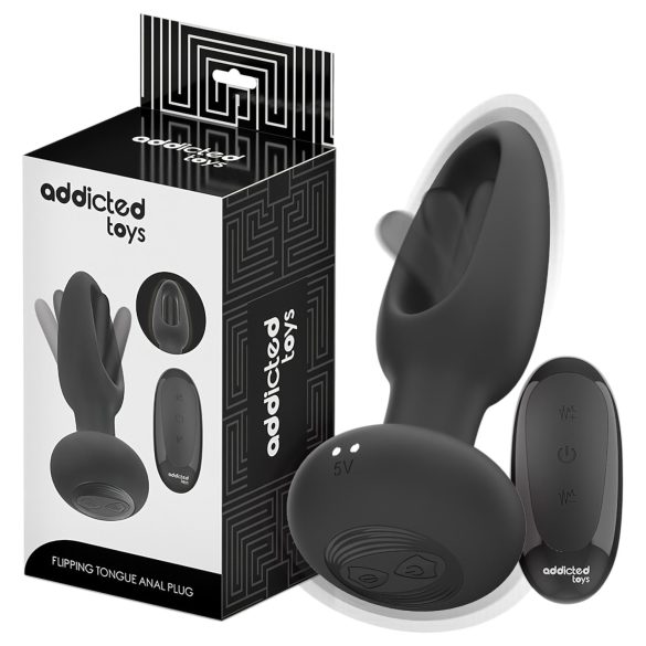 Addicted Toys - vibrator anal cu limbă mișcătoare - negru