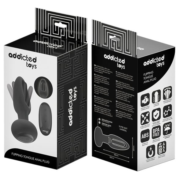 Addicted Toys - vibrator anal cu limbă mișcătoare - negru