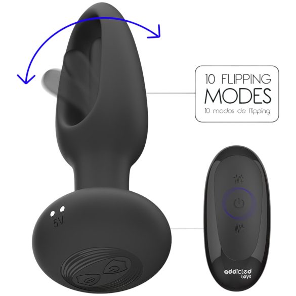 Addicted Toys - vibrator anal cu limbă mișcătoare - negru