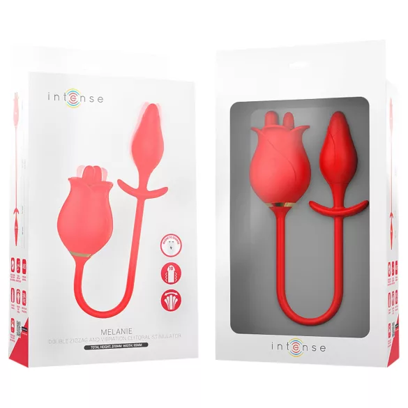 Intense Melanie - Vibrator 2 în 1 cu limbă rotativă - stimulare clitoris - roșu