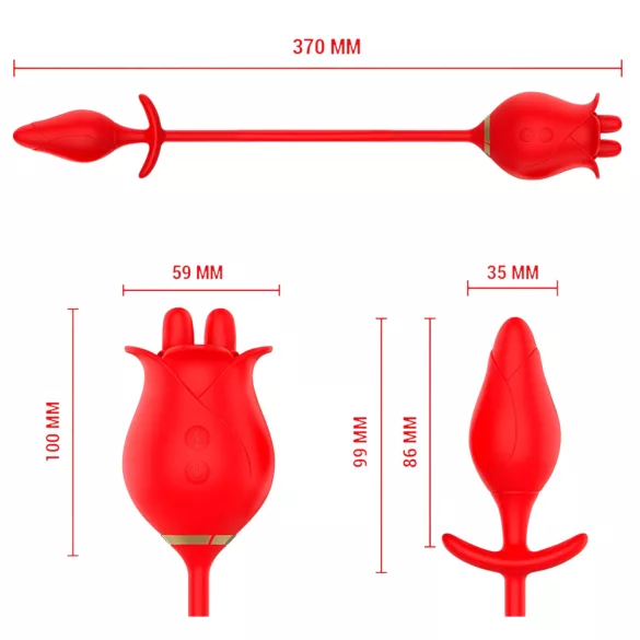 Intense Melanie - Vibrator 2 în 1 cu limbă rotativă - stimulare clitoris - roșu