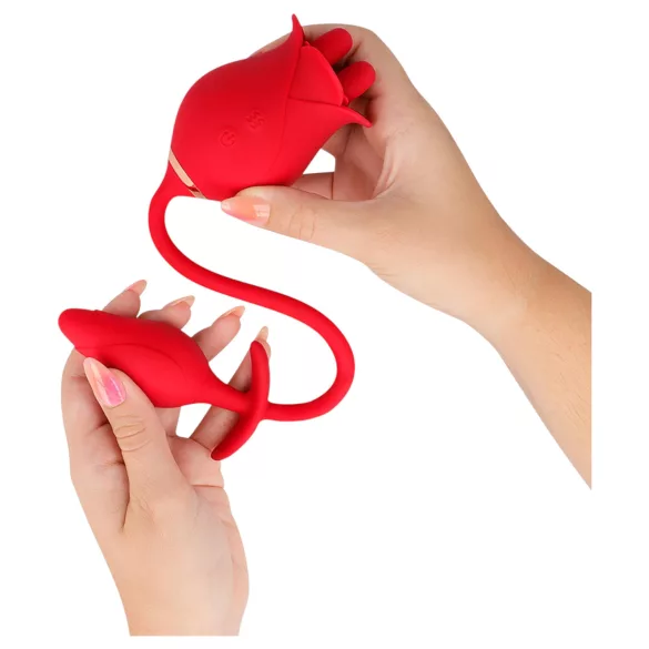 Intense Melanie - Vibrator 2 în 1 cu limbă rotativă - stimulare clitoris - roșu