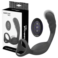   Addicted Toys - vibrator anal cu inel pentru penis și testicule - negru