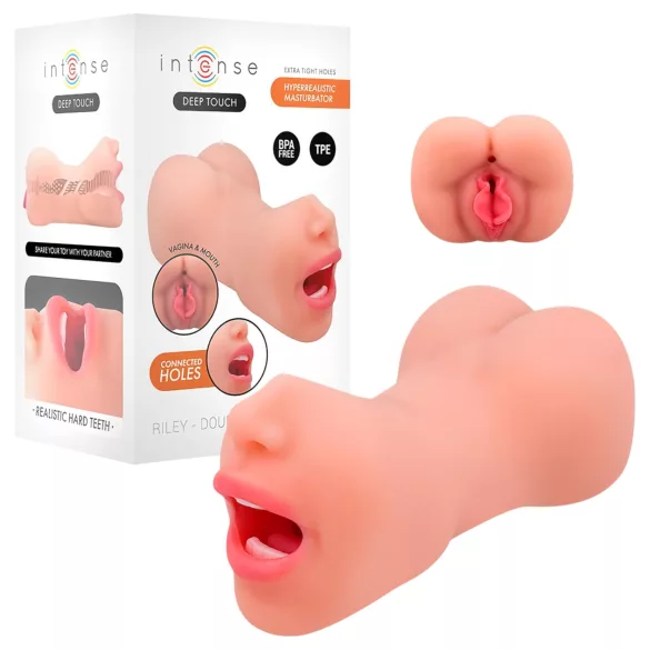 Intense Deep Touch Riley - masturbator realist gură și vagin - culoare naturală