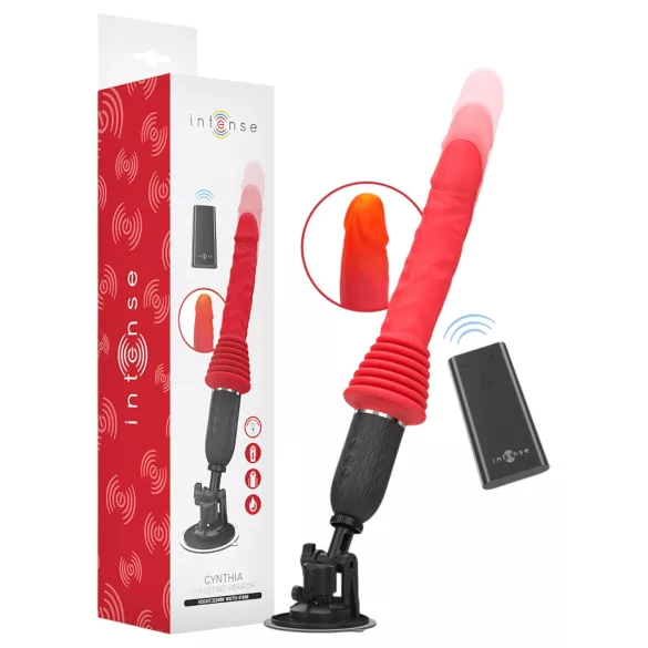 Cynthia Intense - vibrator împingător cu ventuză (roșu)