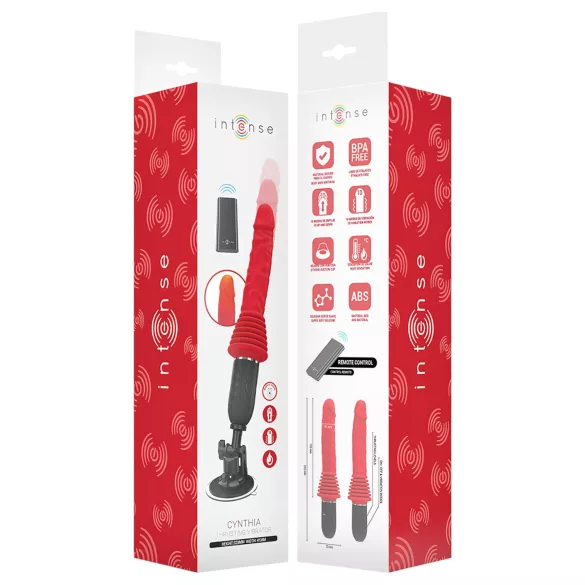 Cynthia Intense - vibrator împingător cu ventuză (roșu)