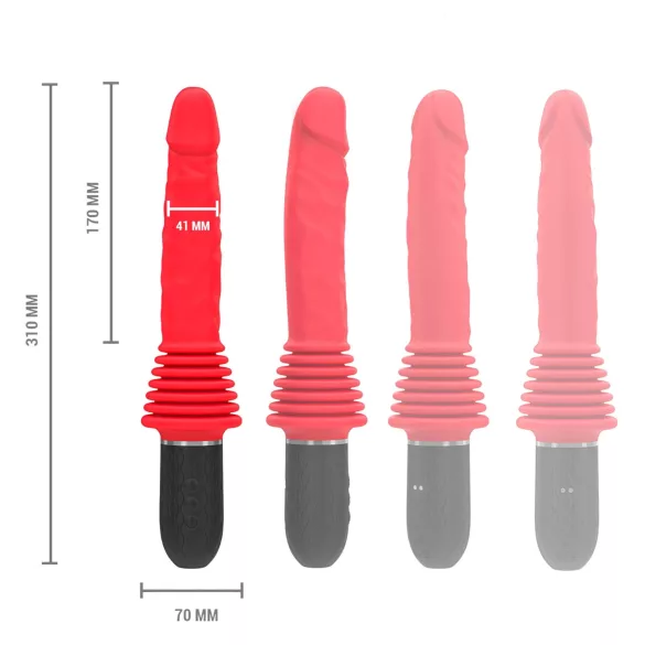 Cynthia Intense - vibrator împingător cu ventuză (roșu)