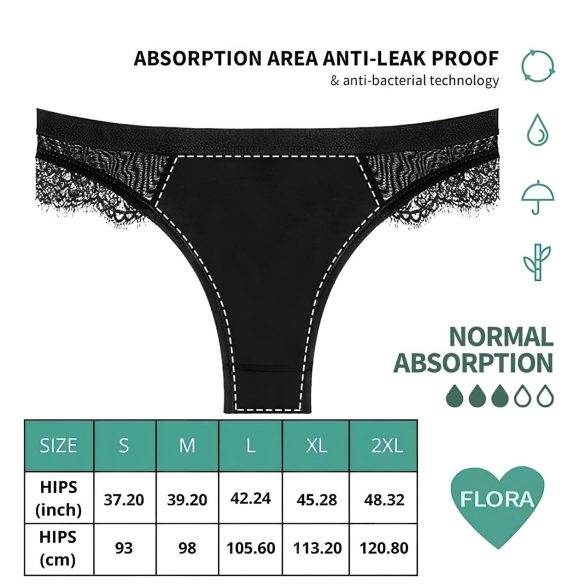 Adalet Flora - chiloți menstruali - absorbant normal - negru