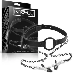 INTOYOU - ham de gură cu cleme pentru sfârcuri - negru