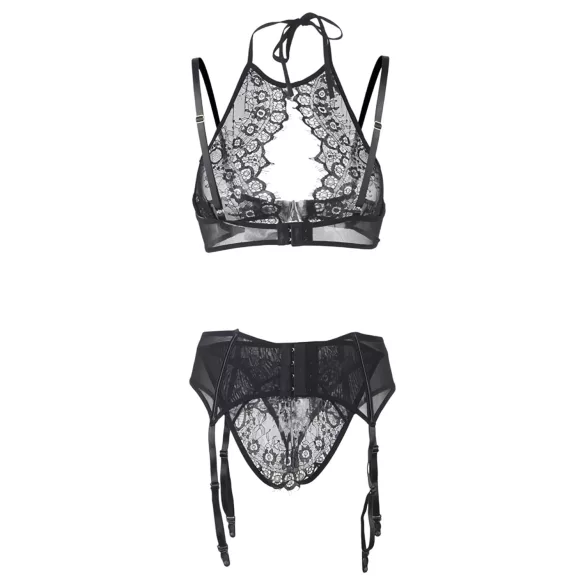 Adalet Evelyn - set lenjerie 3 piese - dantelă - negru