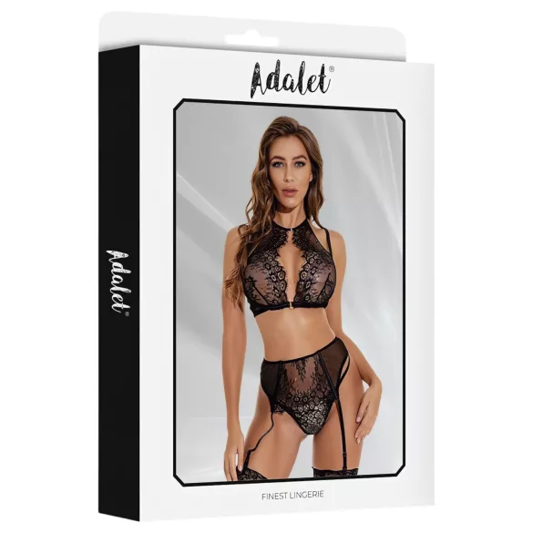 Adalet Evelyn - set lenjerie 3 piese - dantelă - negru - L/XL