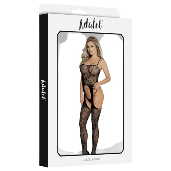 Adalet Lilly - set sexy negru cu plasa și model floral